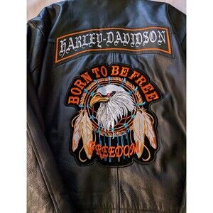 Men's Genuine Round Tree & Yorke Leather Jacket Size Lg Harley Davidson Theme